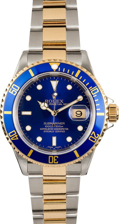 rolex gold submariner blue face|rolex submariner two tone gold.